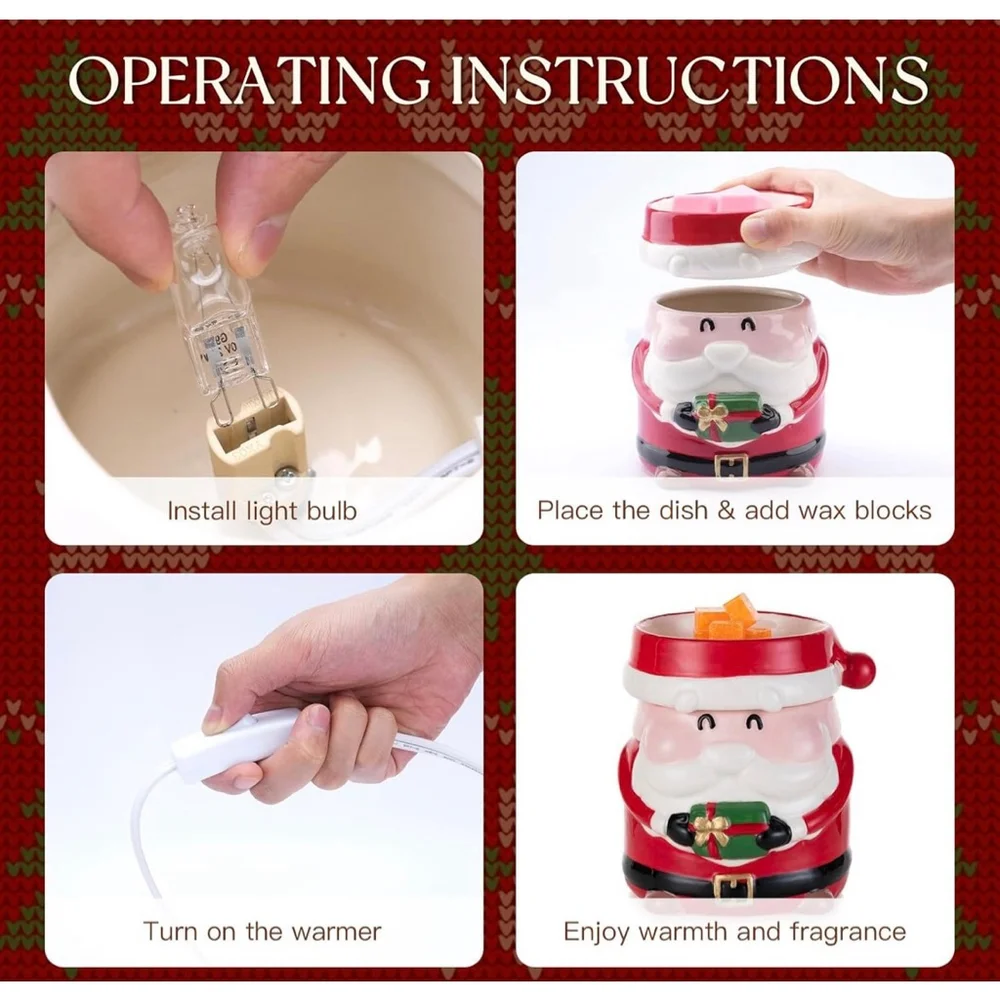 NEW Candeldo Santa Claus Christmas Wax Melt Warmer One Size Red White